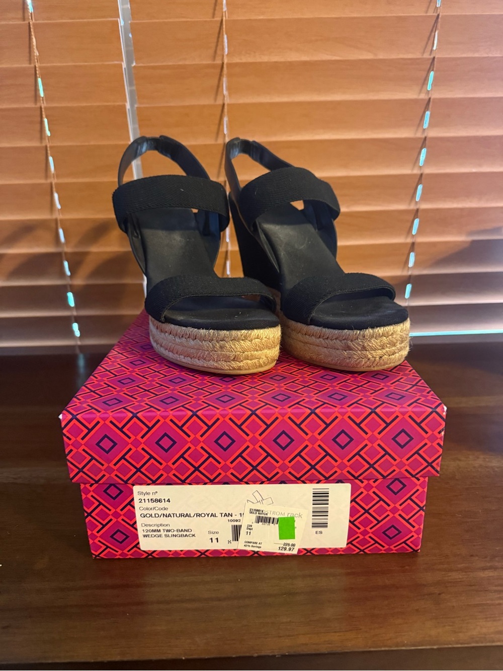 Tory Burch Black Espadrille Wedge Sandals